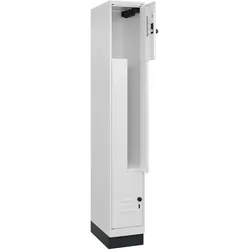 C+P Z-Spind Classic PLUS, Sockel, 2 Abteile, HxBxT 195x30x50cm, Sicherheitsdrehriegel, Verkehrsweiß von PROREGAL