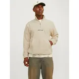 JACK & JONES Sweatshirt »JORVESTERBRO FLEECE QUARTER ZIP NOOS«, Gr. XS, Oatmeal, , 77302715-XS