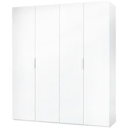Dmora Garderobe Knoxville, Schlafzimmerschrank mit 4 Flügeltüren, Schrank mit 2 Einlegeböden und Kleiderstange, 180x52h200 cm, Weiß