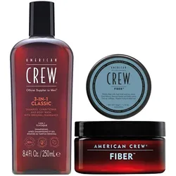 American Crew Classic 3-in-1 Shampoo & Fiber Cream Duo Bundle