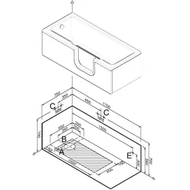 Vitra Conforma Frontschürze Badewanne 170 cm Einstieg rechts Weiß