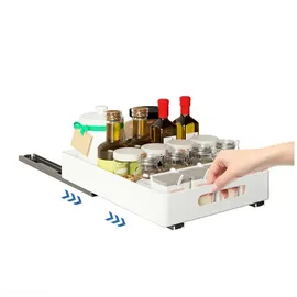 heikoeco Heikoeco® Organizer Schublade, Teleskopschublade, Schrank Organizer, Hochwertige Auszugsführungen, ausziehbarer Küchenschrank Organizer, Schubladen für Küche Unterschrank Bad, 37×26×8cm (weiß)