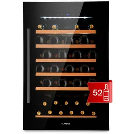 Klarstein Einbau-Weinkühlschrank, 137 L Getränkekühlschrank Schmal, 1 Zone Weinkühlschrank mit Glastür, Indoor/Outdoor Beersafe, Großer Kühlschrank, 5-22°C, 52 Flaschen - Schwarz
