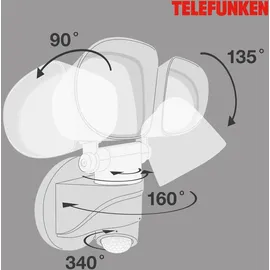 Telefunken LED-Außenleuchte mit Bewegungsmelder 2-flammig 1000 lm Weiß