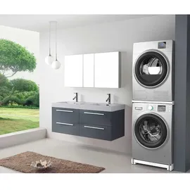 MELICONI | Moving Tower, 2-in-1-Set für Waschmaschinen-Trockner, enthält ein Überlappungsset und einen Boden mit Rollen, vormontiert, recycelter Kunststoff, Weiß, 250 kg
