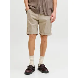 JACK & JONES "JPSTRICK DYLAN ORIGINAL SHORTS", Herren, Gr. L, N-Gr, beige (string), Web, Obermaterial: 98% Baumwolle, 2% Elasthan, unifarben, regular fit knielang, Hosen Shorts