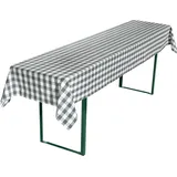 REDBEST Bierbanktischdecke, Biertisch-Auflage, Tischdecke Bierzeltgarnitur karo grau Größe 90x260 cm - strapazierstark und langlebig, mit schmalem Kuvertsaum