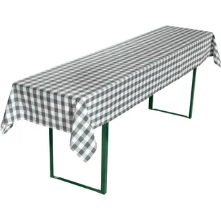 REDBEST Bierbanktischdecke, Biertisch-Auflage, Tischdecke Bierzeltgarnitur karo grau Größe 90x260 cm - strapazierstark und langlebig, mit schmalem Kuvertsaum