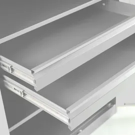 Jan Nowak Werkstattschrank Metall 185 cm x 92 cm x 50 cm Grau 3 Fachböden 2 Schubladen abschließbar