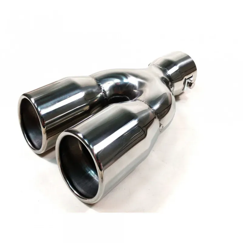 Universeller Doppel-Endrohraufsatz für Autoauspuff. 35–55 mm, Länge 21 cm, Chrom