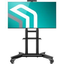 ONKRON TV Ständer rollbar für 32-75 Zoll Flach & Curved Fernseher bis 60 kg, Schwarz TS1571-B