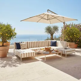 Oviala Gestreifte Chaiselongue modulare Gartenmöbel beige