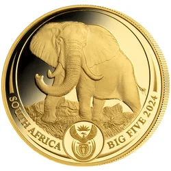 Südafrika 2024: 1 Unzen Goldmünze "Elefant" - Big Five III - PP