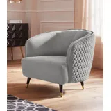Home Affaire Sessel HOME AFFAIRE "Oradea Cocktailsessel", grau (hellgrau), B:85cm H:78cm T:87cm, Samtoptik (100% Polyester), Sessel, Sessel, mit eleganter Steppung auf Rückseite der Rückenlehne