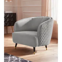 Home Affaire Sessel HOME AFFAIRE "Oradea Cocktailsessel", grau (hellgrau), B:85cm H:78cm T:87cm, Samtoptik (100% Polyester), Sessel, Sessel, mit eleganter Steppung auf Rückseite der Rückenlehne