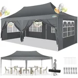 COBIZI Pavillon 3x6m, Faltpavillon 3x6 Wasserdicht Stabil mit 6 Seitenteilen Partyzelt Pop Up Camping Pavillon Gartenzelt Gartenpavillon für Garten, Party, Festival, Hochzeit, UV-Schutz, Schwarz