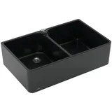 Villeroy & Boch Spülstein Doppelbecken 80 X ebony + Excenterbetätigung