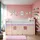 Homestyle4u Hochbett 90 x 200 cm Kiefer massiv weiß lila-beige