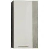 trendteam smart living - Rock - Kommode - Weiß Hochglanz/Grau - Hängeschrank mit 1 Tür (links oder rechts verstellbar) und 2 Einlegeböden - (BxHxT) 52 x 103 x 31 cm - chromfarbene Griffe