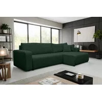 VENASI LUNA XL Ecksofa mit Schlaffunktion und Bettkasten Cord Schlafsofa Eckcouch Sofa Grün - Grün