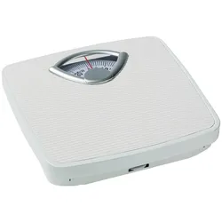 Personenwaage WENKO, weiß, B:28cm H:4,5cm T:26,5cm, Metall, Kunststoff, Personenwaagen, analoge Körperwaage bis 130 kg