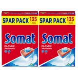 Somat Classic Spülmaschinen Tabs, 270 (2x 135) Tabs, Sparpack, Geschirrspül Tabs für die tägliche Reinigung von Besteck und Geschirr, mit Extra-Kraft und Schutz vor Glaskorrosion