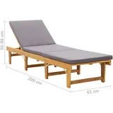 vidaXL Sonnenliege 200 x 61 x 41 cm Cremeweiß/Dunkelgrau