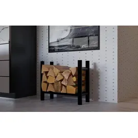 CLP Kaminholzregal Medya Metall 30 x 60 x 60 cm Schwarz