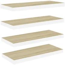 vidaXL Schweberegale 4 Stk. Eichen-Optik und Weiß 60x23,5x3,8 cm MDF