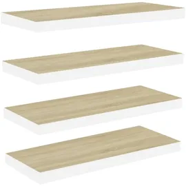 vidaXL Schweberegale 4 Stk. Eichen-Optik und Weiß 60x23,5x3,8 cm MDF