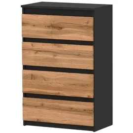 OEM Kommode Mit Schubladen, Schwarze Wotan-eiche, 60 Cm, Kapazität, Tv-schrank, 4 Schubladen, Loft