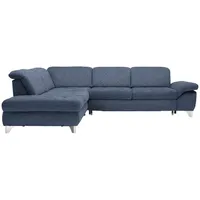 Beldomo Style Ecksofa, Blau, Textil, Ottomane links, L-Form, 319x260 cm, Goldenes M, Bettkasten erhältlich, Bettfunktion Hocker Rücken echt, Wohnzimmer, Sofas & Couches, Wohnlandschaften, Ecksofas