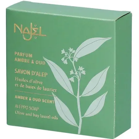 Najel Aleppo-Seife Olivenöl Und Lorbeerbeeren Parfüm Amber Und Oud Gesicht Körper Haar Bio 150g