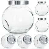 Belle Vous Runde Klare Glasbehälter mit Deckel (6 Stück) - 480ml Candy Bar Gläser - Aufbewahrungsglas mit Deckel für Kräuter, Gewürze, Babynahrung, Joghurt, Gelee und Honig - Geschenke für Hochzeiten