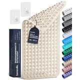 Homerella Badewannenmatte rutschfest 88x39cm BPA frei - inkl. Haken Sand
