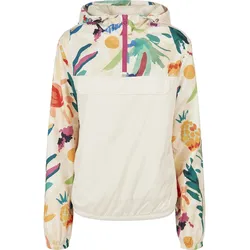 Langmantel URBAN CLASSICS "Urban Classics Damen Ladies Mixed Pull Over Jacket", Damen, Gr. S, sandweißfruity, 100% Polyester, Mäntel
