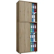 VCM my office Schiebetürenschrank XXL Lona 914375 eiche 3 Fachböden 70,0 x 37,0 x 183,0 cm