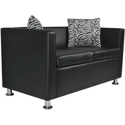 vidaXL 2-Sitzer-Sofa Kunstleder Schwarz