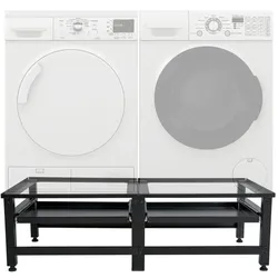 DELUKE® Waschmaschinen Untergestell doppelt DAVID für je 200kg UNIVERSAL Doppeluntergestell Waschmaschinen Unterschrank Waschmaschinen Sockel Schwarz