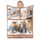 Personalisierte Decke Mit Foto,Fotodecke Mit Eigenem Foto,Worten Bild Collage Individuelle Decken, Geburtstags-Souvenir-Geschenke Personalisierte Decke für Vater, Mutter, Kinder, Hunde, Freunde