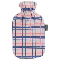 Fashy Wärmflasche mit Flauschbezug im Karodesign, apricot, 2,0 L