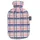 Fashy Wärmflasche mit Flauschbezug im Karodesign, apricot, 2,0 L