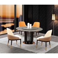 JVmoebel Esstisch, Runder Tisch Luxus Rund Tische Esszimmer Möbel Säulen Neu braun|grau