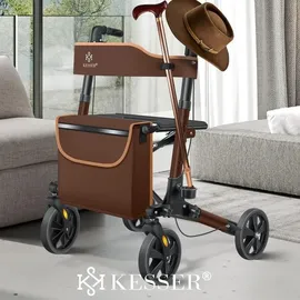 Kesser Leichtgewicht Rollator faltbar mit Sitz Braun