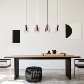 GLOBO Pendelleuchte 4-flg. 60 cm rechteckig Glas braun