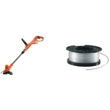 Black+Decker BESTA525 Elektro-Rasentrimmer/Rasenkantenschneider 230 V, Schwarz, 25 cm + vollautomatische Einzelfadenspule (für Rasentrimmer 10m Länge, 1.5mm Fadendurchmesser) A6481