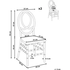 Beliani Esszimmerstuhl 2er Set Transparent