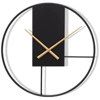 Yorbay Groß XXL Moderne Wanduhr, Schwarz Quarz-Wanduhr mit Goldenen