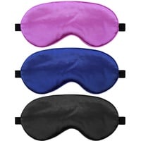 WLLHYF 3 Pack Seide Schlafmaske für Frauen und Männer Mädchen verstellbare Augenmaske Frauen Schlafbrille weich glatt Blocking aus Licht atmungsaktiv Reise Schlafbrille Augen Schlaf Schutz