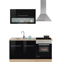 kochstation Küchenzeile »KS-Eton«, ohne E-Geräte, Breite 160 cm schwarz